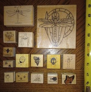 Bug themed Wooden rubber stamps